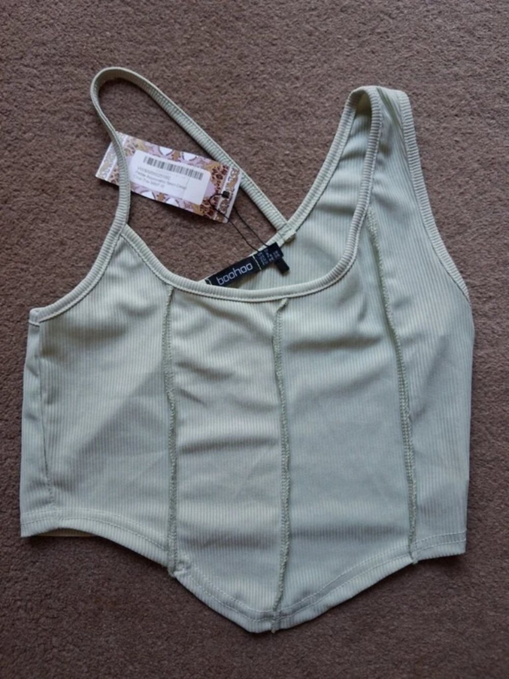 Ribbed seam-detail corset top